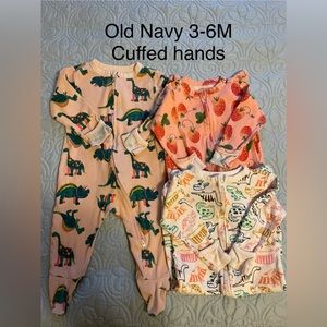 Set of 3 cuffed hands onesie with footies.